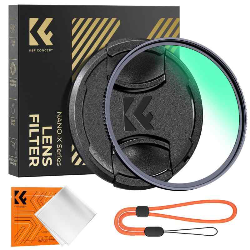 K&F Concept MCUVフィルター + レンズキャップ付き +1枚クリーニングクロス付属（Nano-Xcel）