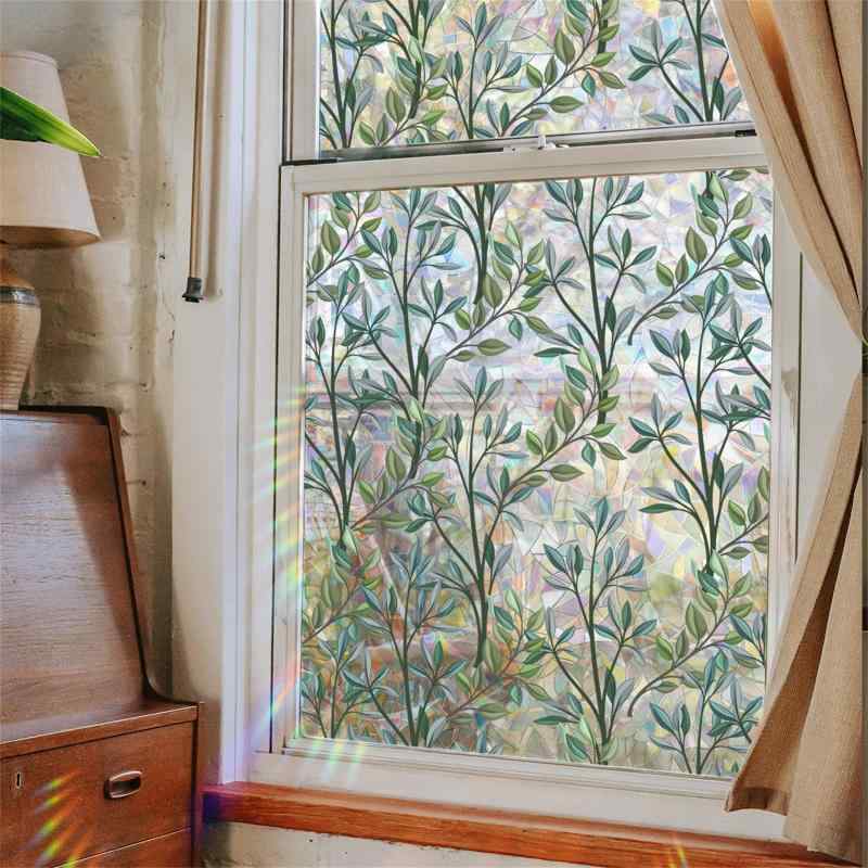 Hikosiya 窓用フィルム 目隠しシート ガラスフィルム 遮光 緑の籐 葉っぱ 植物 窓めかくしシート プライバシー保護 飛散防止 紫外線 UVカット 水で貼る 貼り直し可能 おしゃれ ステンドグラス 【目隠し、プライバシー保護】：外からの視線を遮りながら、かつ、充分に外の光を室内に取り込めます。目隠しの同時に、部屋が暗くなりません。日差しやライトの光などのあたる所にはれば、虹色になれます。【残り物なし・賃貸OK】：水だけで迅速で簡単に貼り付けます。しかも何度でも貼ってはがせる再利用可能、長年にわたって、使用できるエコアイテムです。初心者でもきれいに貼れます。接着剤・糊やテープを使わずに静電気の力で吸着するので、手で簡単にはがせ、剥がした時「跡」が残りません。【UVカット・日照調整】：明るさを保ちつつ、ガラスを通して入る大量な有害な紫外線をカットします。紫外線による家具や床材の変色を守ります。ローリングや畳、カーペットなどの床材、家具の紫外線による日焼け、変色、劣化も軽減できる効果があります。【ガラス飛散防止】：防水防カビ、厚みもあるので、ガラス面を保護してより長く使えるガラスシートです。フィルムの吸着により、台風などで破れたガラス破片の飛散防止にも役に立ちます。【適用場所が広い】：一般のガラス窓、ガラス引き戸、シャワールームや会議室、食棚、本箱などの目隠し装飾に非常に適用しています。（滑らかな表面に適用、粗いまたは凹凸のガラスには貼り付けません。）