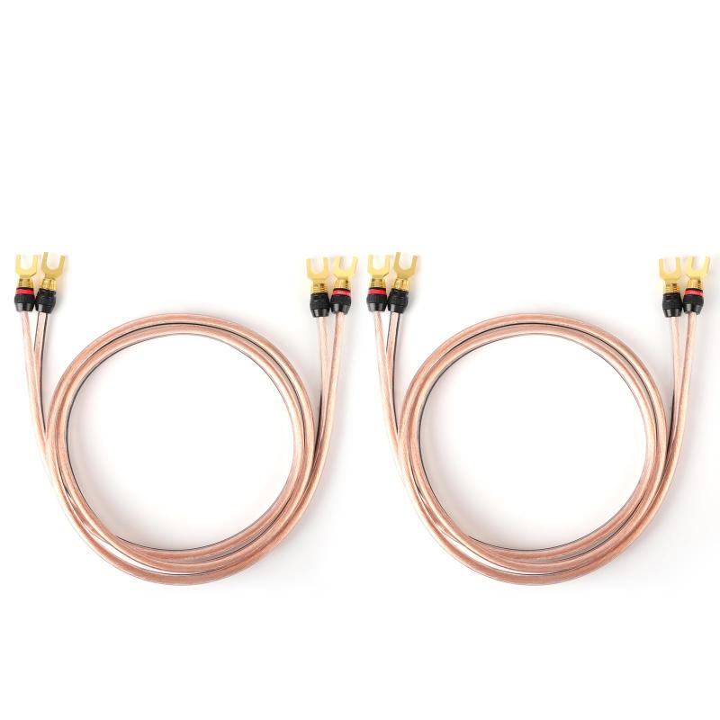 KK Cable Mukjipa-Cable-2.1 純銅プラグ付き 10AWG(ゲージ)×2Conductor オーディオケーブル 5N（99.999%）OFC 無酸素純銅 スピーカーケーブル 1000芯×2 1ペアセット販売 Mukjipa-Cabl