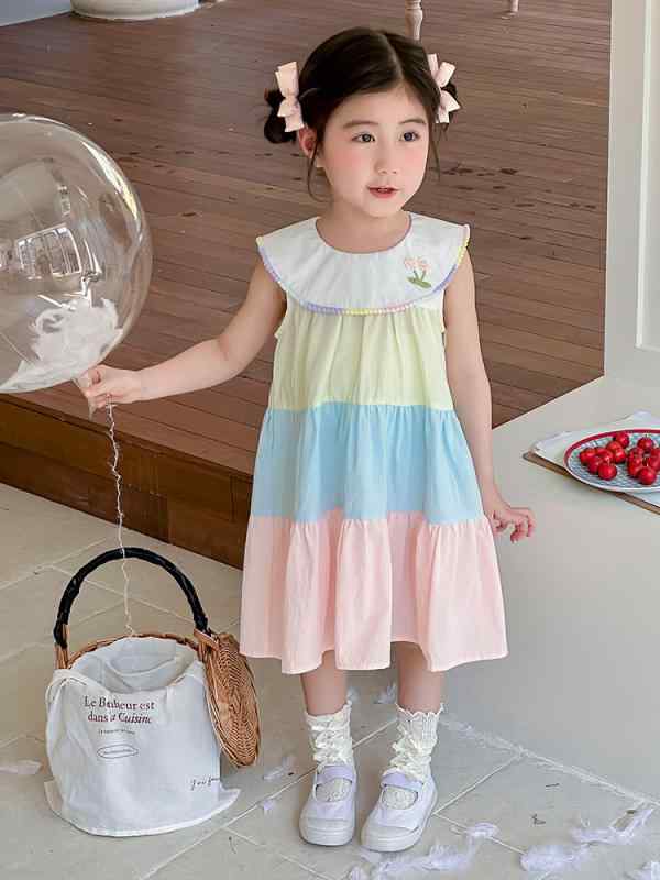 Children's clothing, girls' dress, tunic, colorful, long sleeves, lace ruffle, ruffled hem, knee-length, casual, A-line, ages 3, 4, 5, 6, 7, 8, 9, 10, 11, 12, 13, 14, sizes 100cm, 110cm, 120cm, 130cm, 140cm