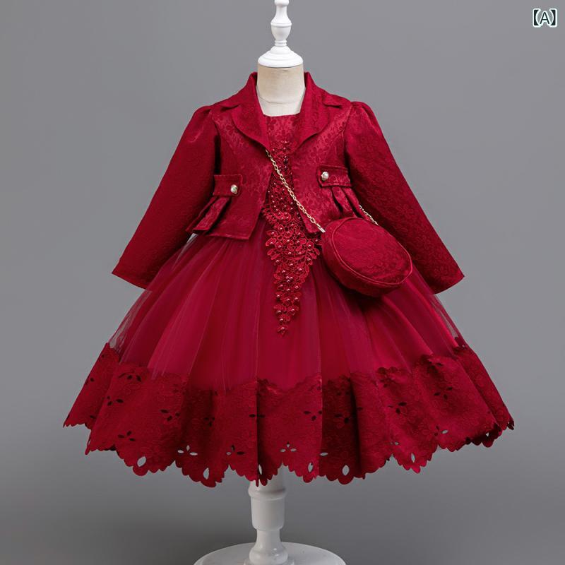 ・カテゴリ: 童礼服・対象年齢: 8歳以上・対象身長: 110cm、120cm、130cm、140cm、150cm、160cm・対象性別: 女・主な素材: ポリエステル100%・裏地素材: 綿35%・加工: プリーツ・装飾要素: 花辺、プリンセス、チュール、キャンディ・スタイル: スイート・カラー展開: 赤、青、ピンク、シャンパン