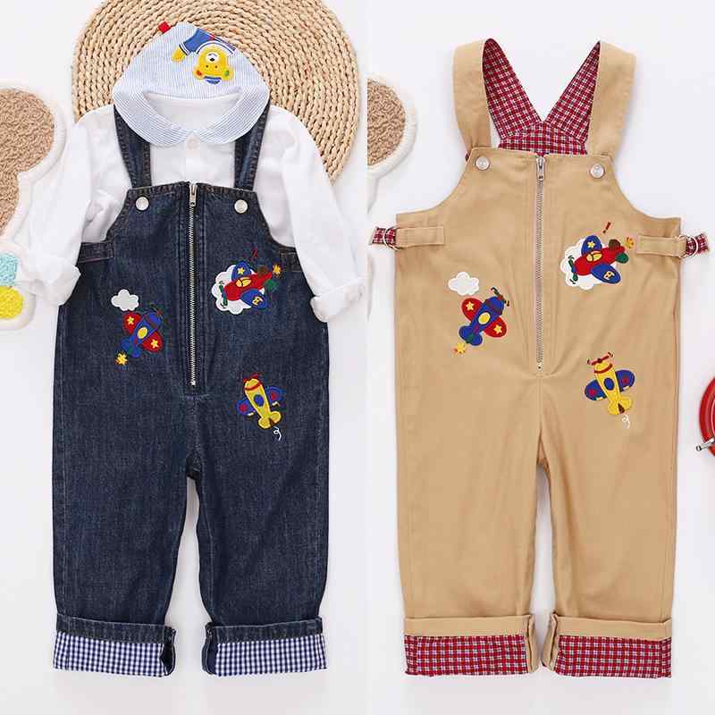キッズ デニム 背広パンツ 男の子 女の子 綿 長ズボン 開き脚 動物 柄 飛行機 刺繍 かわいい 潮 スタイル 運動 春 秋 冬 ベージュ デニム オールシーズン 通勤 普段使い アウトドア 軽量 伸縮性