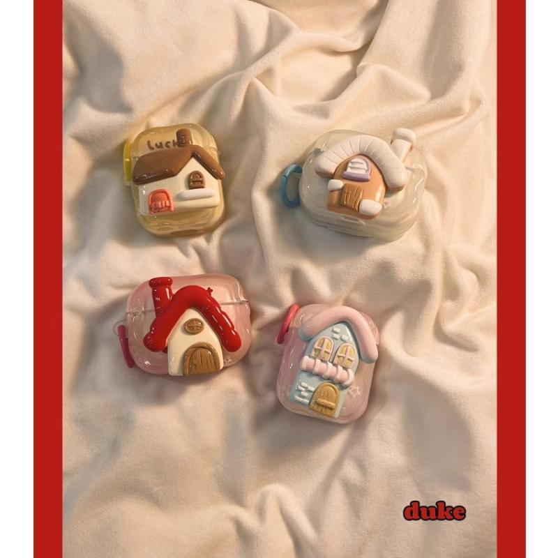 AirPods ケース 立体 デザイン カップル 保護 ソフト TPU シリコン フルカバー かわいい カードゥーン スタイル 赤 ピンク ホワイト ブラウン カラーバリエーション 軽量 衝撃吸収 耳機 アクセサリー ポップ プリント 加工 日常使い コ