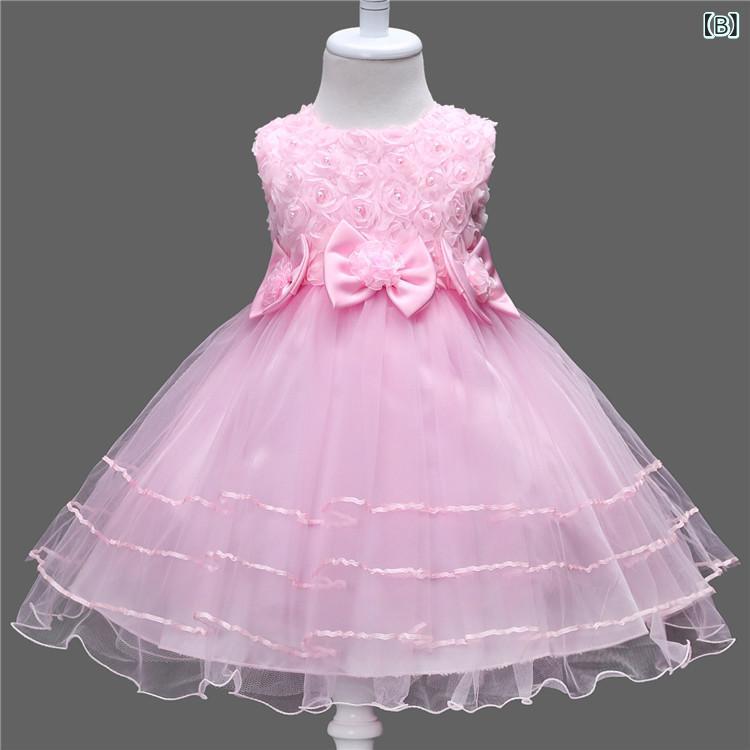 女の子 ワンピース ドレス 夏用 礼服 小花柄 蝶結び 花柄 プリンセス かわいい 網...