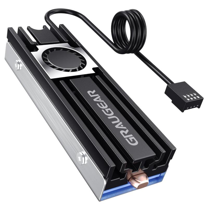 GRAUGEAR M.2 2280 SSDヒートシンク アルミニウム 20mmの高速ファン 純銅のヒートパイプ 多層のヒートシンクデッキ サーマルパッドというデザイン NVME NGFF SATA M.2 SSDに強力な冷却を提供する [G-M2HS08