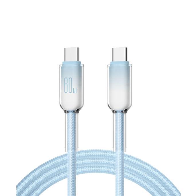 USB-C to Cケーブル(1本セット)60W PD急速充電 USB Type C ケーブル 氷晶の外殻 高耐久ナイロン i-Phone 16/16 Pro/15/MacBook Pro/i-Pad Pro/Galaxy S25/S24/S23/Xpe