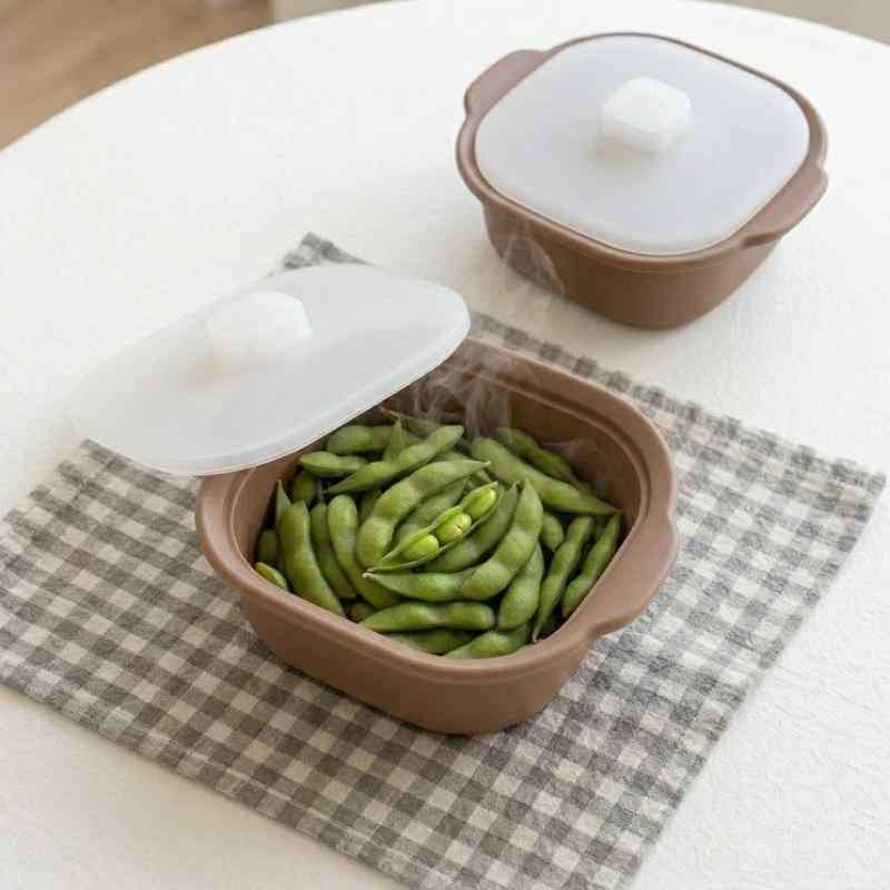 100％プラチナシリコン スチーマー 韓国生産 シリコン蒸し器 離乳食、おやつ、茶碗蒸し、蒸し料理 キッチン100％高級シリコン・韓国生産・BPA FREE電子レンジ専用の蒸し器です。 (直接火や加熱器具に触れないようにご注意ください)食材がくっつきにくく、洗い物もこれ1つでOK内側に目盛り付きスチームホール付きで、もっとしっとり蒸せる調理時間を短縮, 電子レンジ簡単調理離乳食、解凍、おやつ、簡単な蒸し料理など大活躍横(取っ手含む)：19cm / 縦：13.5cm / 高さ：8.8cm / 380g