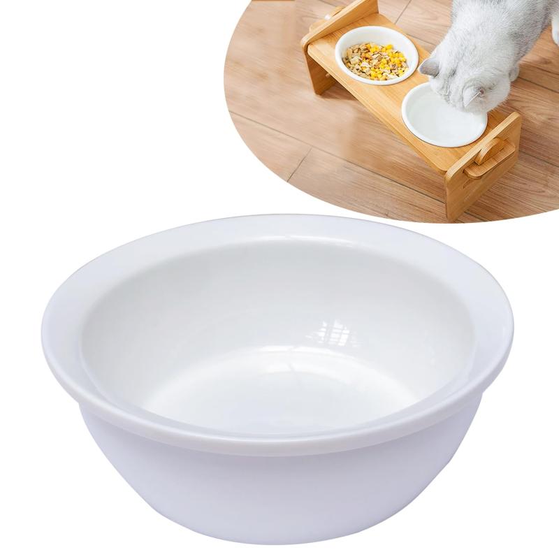 猫エサ台 猫食器 犬食器 ペットの食器 ペット 食器スタンド フードボウル 水ボウル 犬,猫用 セラミックボウル 陶磁器碗 竹製 高さ調節可能 （36*14.2cm 斜め餌台面 小型）