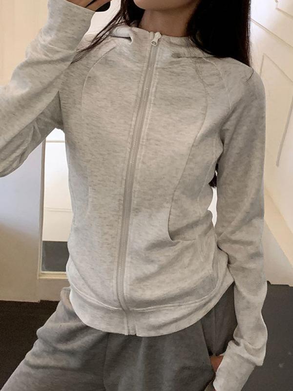 トップス パーカー ジップアップパーカー レディース 長袖 春秋 グレー M L XL LL ...