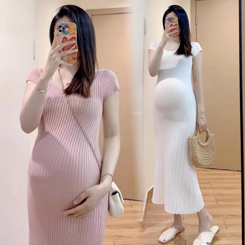 マタニティワンピース レディース 半袖 韓国風 無地 きれいめ スリム 細見え 妊婦服 おしゃれ フェミニン 涼しい シンプル 体型カバー 着痩せ 産前産後 普段使い お出かけ オフィス 通勤 カジュアル 春夏 柔らかい 快適 マタニティウェア ロング丈