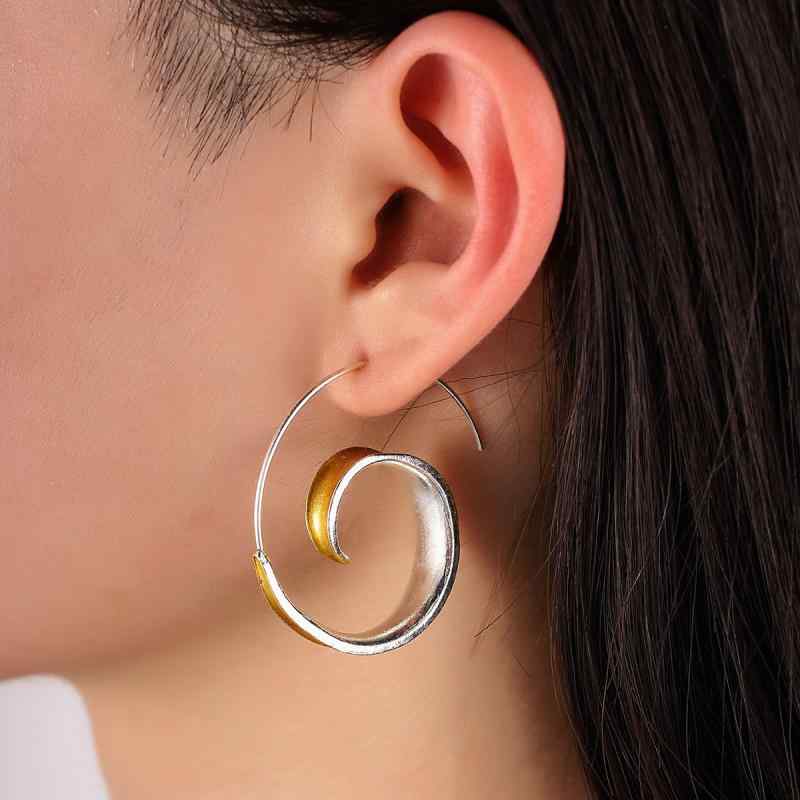 イヤリング 女性用 幾何学 大型 円形 渦巻き シンプル 気質 アクセサリー 合金製 ...