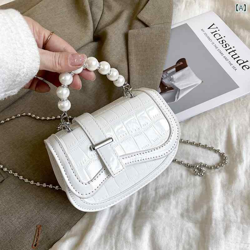 ミニバッグ 手提げバッグ ショルダーバッグ パール 光沢 楕円形 2025年春 夏 urban simple PU 磁石開閉 硬い 単根ストラップ