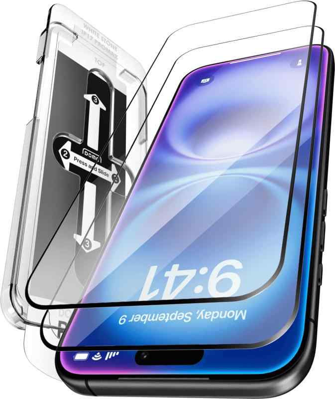 Dome Glass Whitestone 2枚 EZ GLASS AR iPhone 17 Pro 、前面保護  強化ガラス スクリーン保護 フィルム 