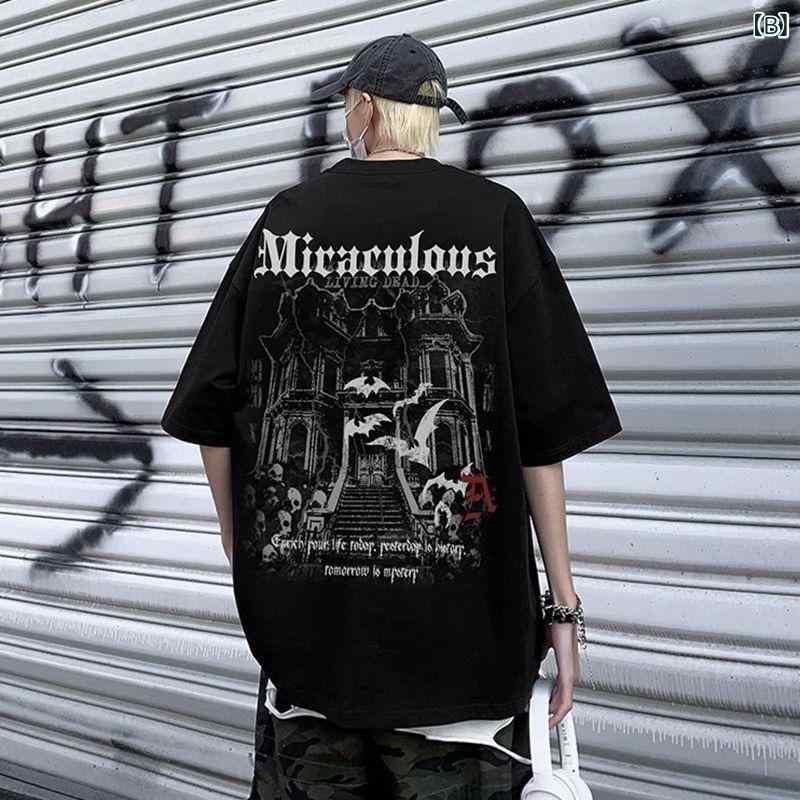 Tシャツ メンズ 半袖 夏服 トップス ファッション カジュアル おしゃれ ストリート系 デザイナーズ ブランド風 派手 個性的 クルーネック 丸首 コットン 綿100% 白 黒 紺 5分袖 M L XL 2XL 3XL emuland-store-10510712 emuland サンプル画像3