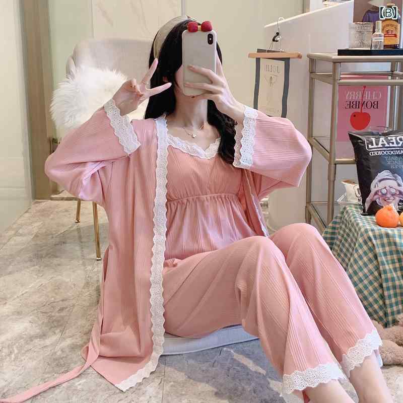 マタニティパジャマ レディース 春秋 夏 3点セット 授乳服 産後ウェア ルームウェ...