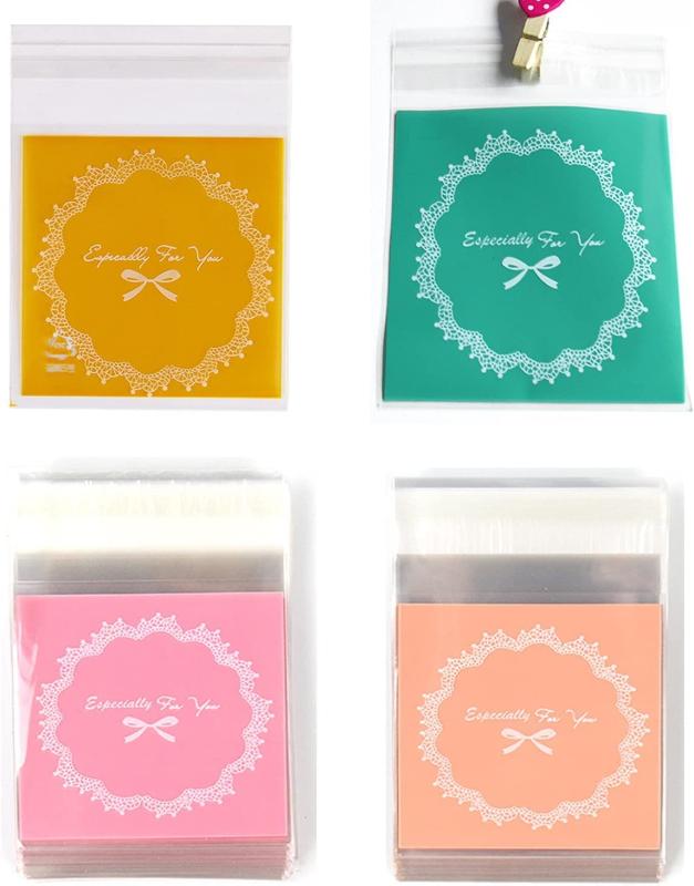 Bethany Home 自粘着バッグ 200pcs 小分け袋 10*11+3cm 厚手半透明袋 ギフトバッグ DIY 手作り袋 ジュエリー袋 可愛いお洒落ポーチ ラッピングポーチ アクセサリー収納 小物入れプラスチックバッグ