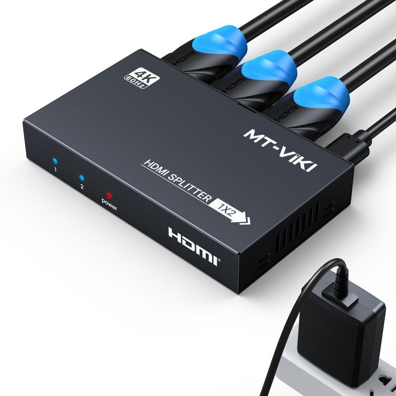 MT-VIKI HDMI分配器 4K@60Hz、HDMI分配器RGB 4:4:4、HDMI2.0b、HDCP2.2、18Gbps、PS4 Fire Stick HDTV用フルUHD分配器