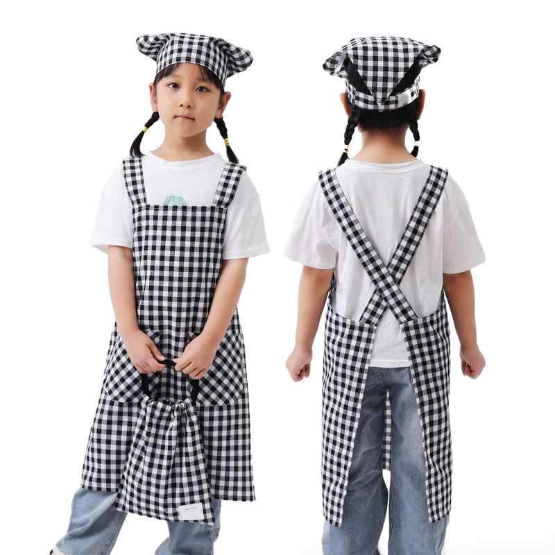 [Poweforest] エプロン 子供 キッズ 三角巾 巾着袋 3点セット 男の子 女の子 小学生 中学生 肩掛け バッククロス ポケット付き おしゃれ 可愛い 着脱簡単(100cm～120cm/120cm～140cm/140cm~160cm) emuland-store-10867584 emuland サンプル画像2