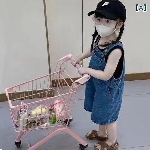 女の子 背広パンツ セット 夏服 子供服 韓国風 ファッション デニム ショートパン...