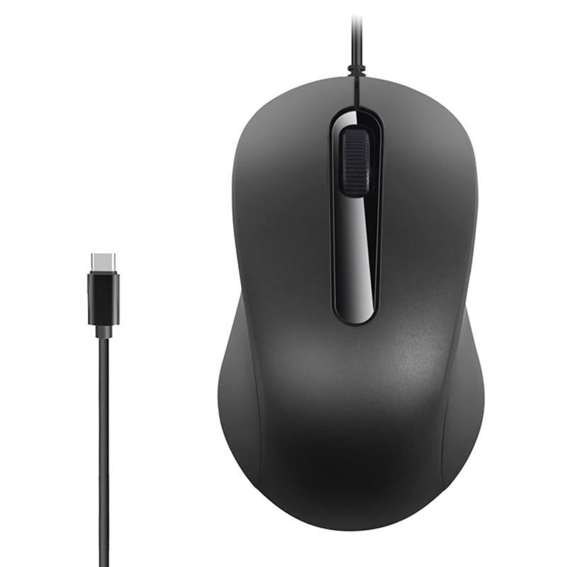 有線マウス Type-C接続 静音 Mサイズ タイプ C 光学式 1000DPI 軽量 携帯用 左右対称 ノートパソコン Android/Windows/Mac/Linux対応 ブラック