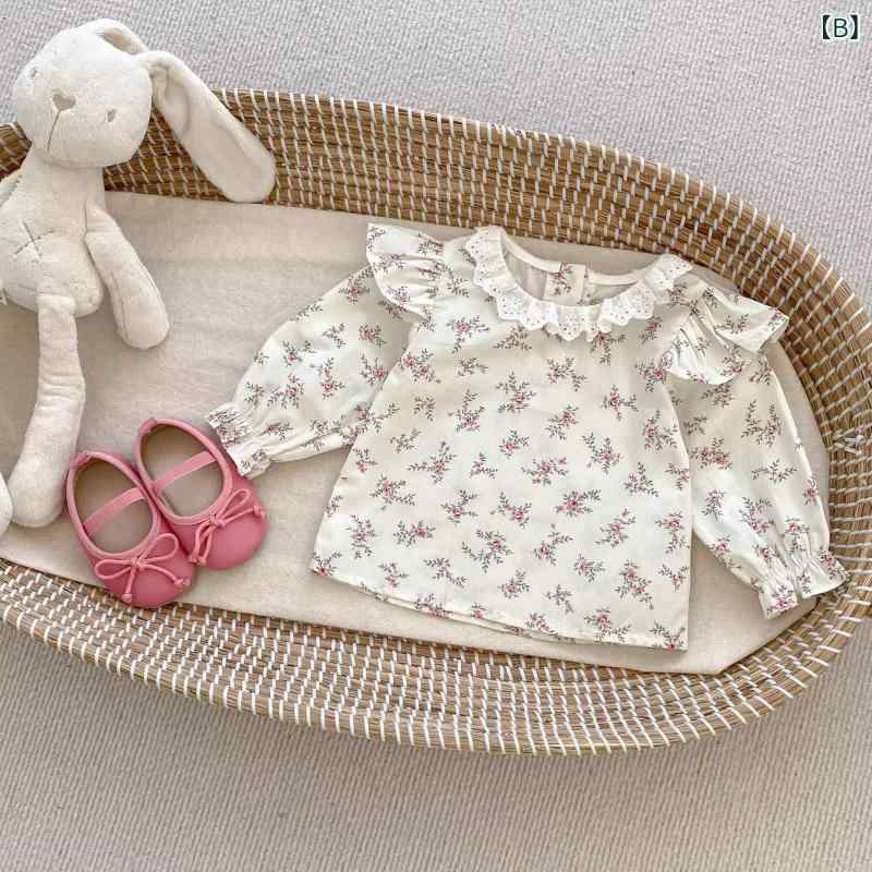 ベビー 女の子 春夏 長袖 牛仔 背広パンツ 刺繍 花柄 シャツ セット 綿 柔らかい ...