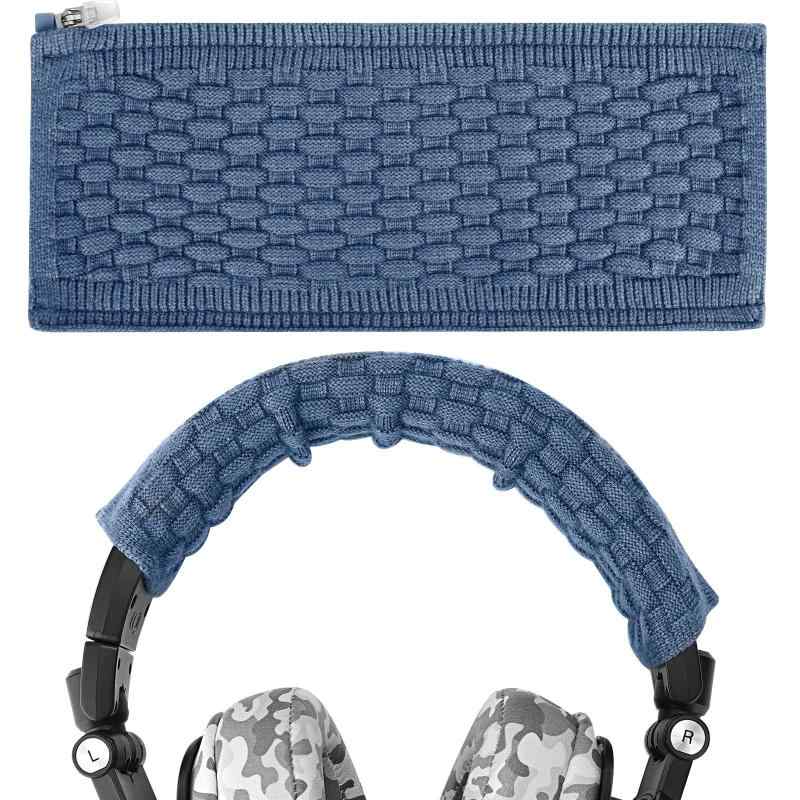 Geekria カバー 互換性 ヘッドバンドカバー ソニー Sony WH1000XM6, WH1000XM5, MDR1000X, WHCH700N, ATH-M50x 対応 ニット製 ヘッドバンドクッション ヘッドバンドプロテクター (ブルー, 22
