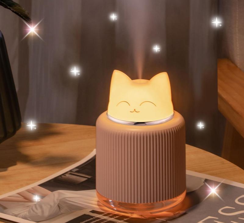 Mini Portable Ultrasonic Cat Humidifier for Bedroom Baby Car Desk. Cute Cool Mist Small Air Humidifier with USB for Home Office