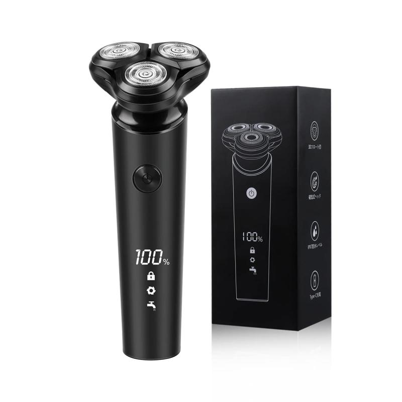 シェーバー ひげそり 電動シェーバー 電気シェーバー メンズ 360°回転式 深剃り USB充電式 急速充電 低騒音 IPX7防水 お風呂剃り可 乾湿両用 LEDディスプレイ付きシェーバー