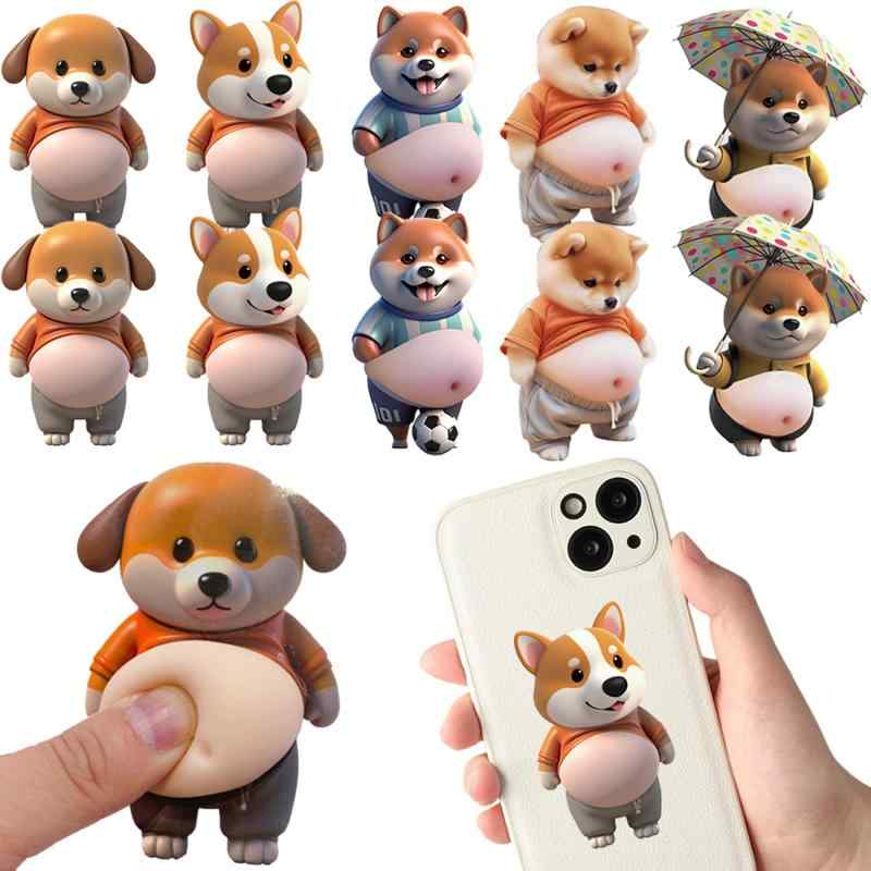 柴犬 ぷにぷにシール お腹ぷにぷに おしりシール 3D立体ステッカー 5/10枚セット かわいい お尻動物 キャラクター ふわふわ マシュマロ もっちり スクイーズ風 デコシール 手帳 ノート スマ emuland-store-10610516 emuland パッケージ画像