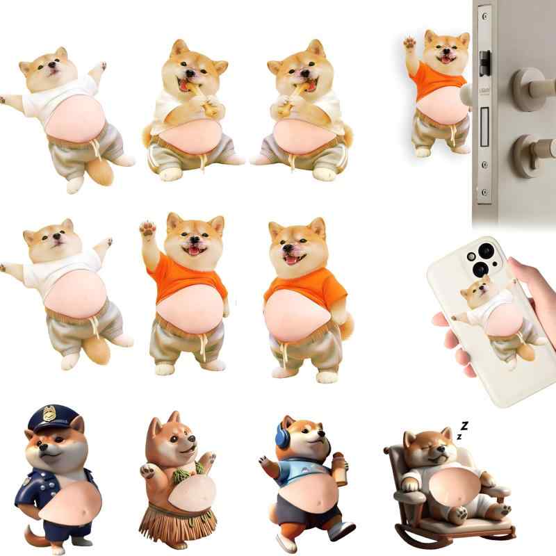 柴犬 ぷにぷにシール お腹ぷにぷに おしりシール 3D立体ステッカー 5/10枚セット かわいい お尻動物 キャラクター ふわふわ マシュマロ もっちり スクイーズ風 デコシール 手帳 ノート スマ emuland-store-10610516 emuland サンプル画像2