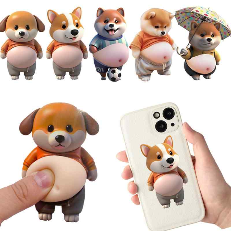 柴犬 ぷにぷにシール お腹ぷにぷに おしりシール 3D立体ステッカー 5/10枚セット かわいい お尻動物 キャラクター ふわふわ マシュマロ もっちり スクイーズ風 デコシール 手帳 ノート スマ emuland-store-10610516 emuland サンプル画像3