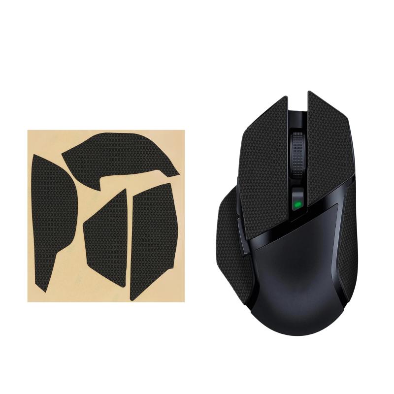 kwmobile マウスグリップ Razer Basilisk X Hyper Speed対応 グリップテープ - 滑り止め カット済 厚さ0.5mm 黒色