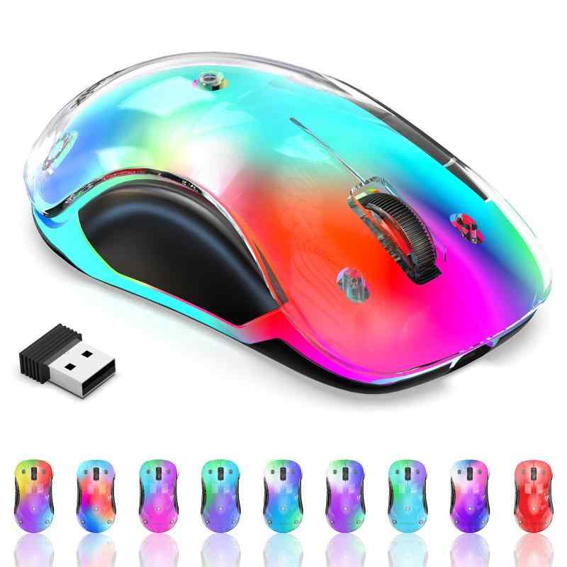 2.4G 無線マウス RGB LED 着脱式カバー付き 充電式 人体工学 1200DPI 光学式 5ボタン ポータブル USBレシーバー付属 PC/ノートパソコン/デスクトップ/MacBook対応