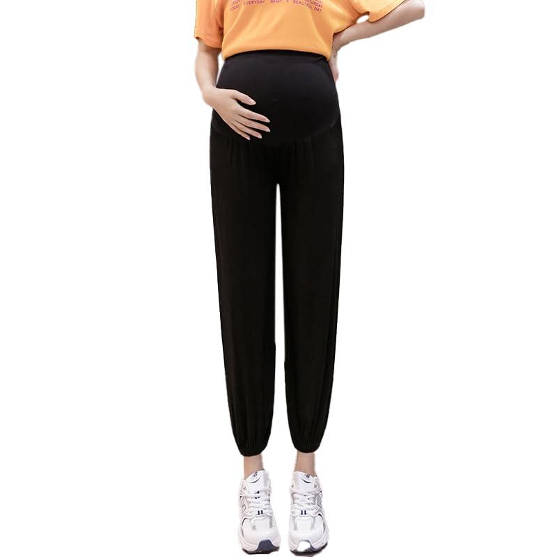 [Shubeiyi] マタニティパンツ 薄手 ジョガー 妊娠のズボン 超軽量 アジャスター付き 着やせ効果 ウェスト調整 夏 カジュアル