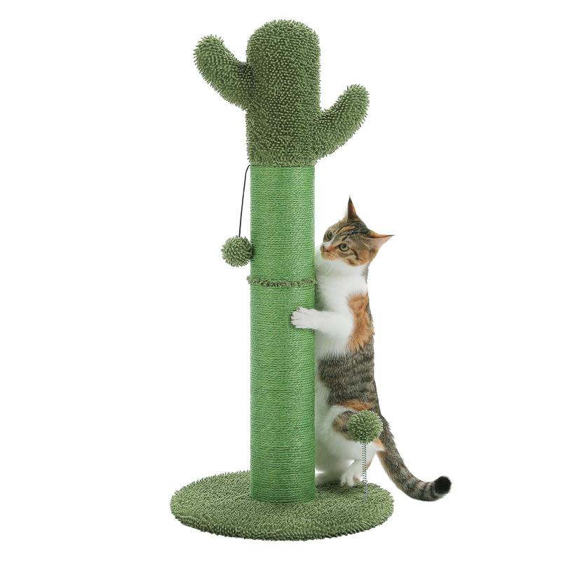 PAWZ Road 猫 爪研ぎ 極太 縦型 爪とぎポール サボテン 大型猫 麻紐 キャットタワー 低め 猫タワー ねこのおもちゃ 省スペース 運動不足解消 猫の遊び場 - 85cm