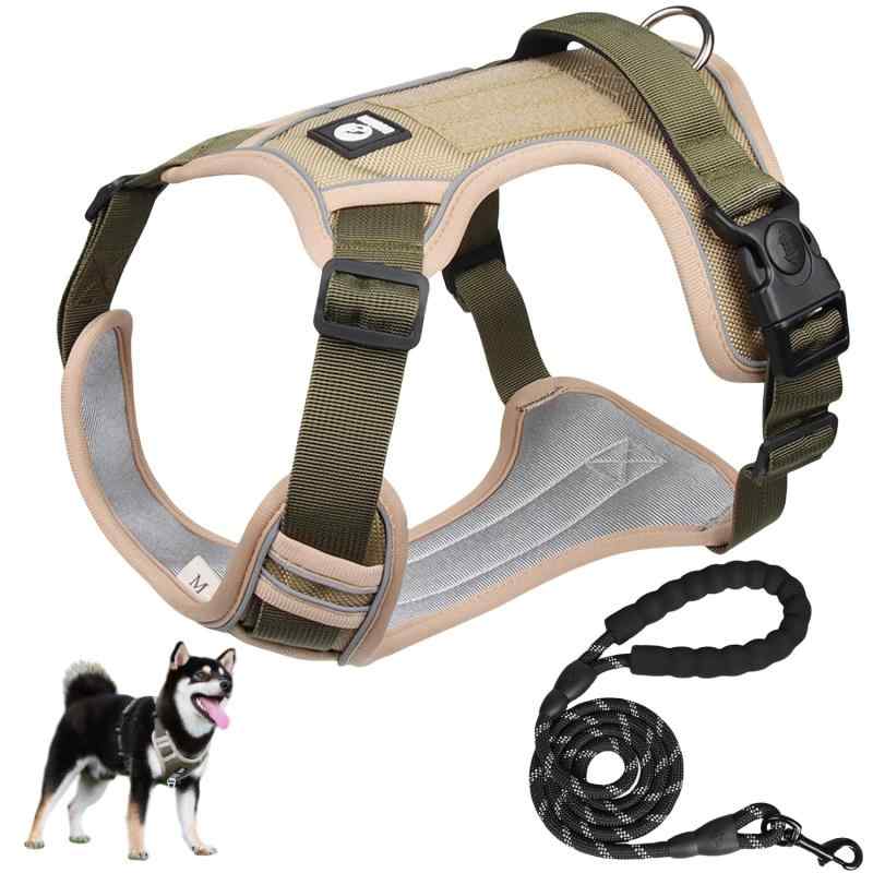 XINIDEA 丈夫で耐久性のある犬用ハーネスセット、小型犬、中型犬、大型犬、超大型犬に適し、1.5mのリード付き，張力のない窒息防止、調節可能な オックスフォード素材の屋外犬用ベスト、