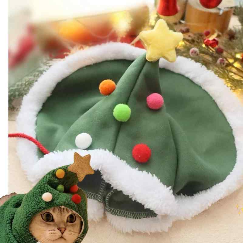ペット服 クリスマス 犬服 猫服 ふわふわ 防寒 ハロウィン コスチューム ドッグウェア コスプレ 仮装 被り物 可愛い 変身服 人気 記念撮影 MサイズMサイズ(約)：全長 (帽子部分を除く) : 27cm 首回り : 30cm ペットケープは、ほとんどの小型の猫と犬に適しています。誤って購入しないように、注文する前にペットのサイズを測定してください。クリスマスツリーの帽子にかわいいポンポンと星が付いていて，クリスマス、パーティーの時に、ワンちゃんや猫ちゃんに着せて、記念撮影をお楽しみ頂けます。素材：高品質の綿生地。精致なディテールとトリートメントで作られて、軽くて、柔らかくて、通気性があります。　今年のクリスマスは家族の一員であるペットと一緒に楽しいおうちクリスマスを楽しみませんか？ペットにもクリスマスムードたっぷりのクリスマスツリーやサンタクロース、トナカイのハットとスタイを用意すれば簡単に家族全員でクリスマスをお楽しみ頂けます。