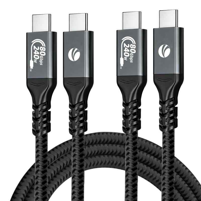 emulandのUSB4 ケーブル L字 240W PD対応 Thunderbolt 4/3 USB 3.2規格対応 40Gpbs 0.8m VCOM 急速充電 高速データ転送 USB Type C 8K@60Hz/デュアル 4K@60Hz 映像出力 MacBook P｜アングル3