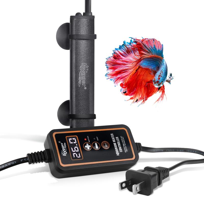 hygger 水槽用ヒーター 水槽水温管理用 温度調節できる コントローラー付き 水中型ヒーター 縦横設置 省エネ 過熱保護機能付き 熱帯魚 ヒーター 熱帯魚・観賞魚対応