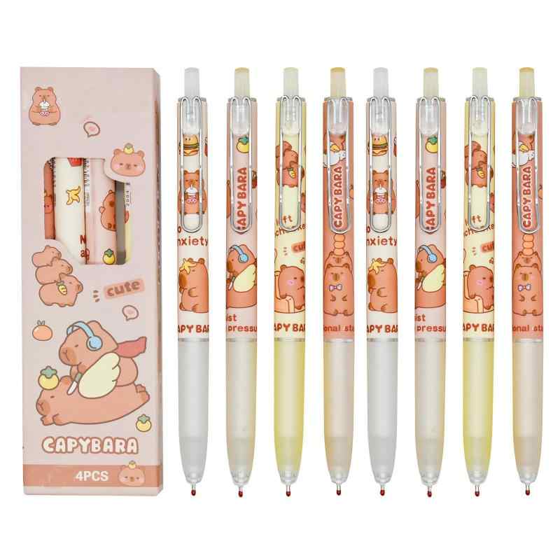 Maydahui 12本 おしゃれ カピバラ 水豚 ノック式 ボールペン 0.5mm 黒 かわいい 動物 ペン ジェルボールペン かきやすい 文房具 オフィス 贈り物【セット内容】4スタイル×各3本（合計12本セット）/仕様：ノック式ボールペン【製品情報】全長約145mm/約11g，軸素材：プラスチック【インク】黒インク/ボール径： 0.5mm【特徴デザイン】滑らかな書き心地、軽量で、プレミアムプラスチックシェル、握りやすく，動物カピバラパターンデザインのかわいいボールペンです【ギフト】可愛い筆記用具系は、記念日、クリスマスや誕生日のプレゼント、また自分へのプレゼントにも