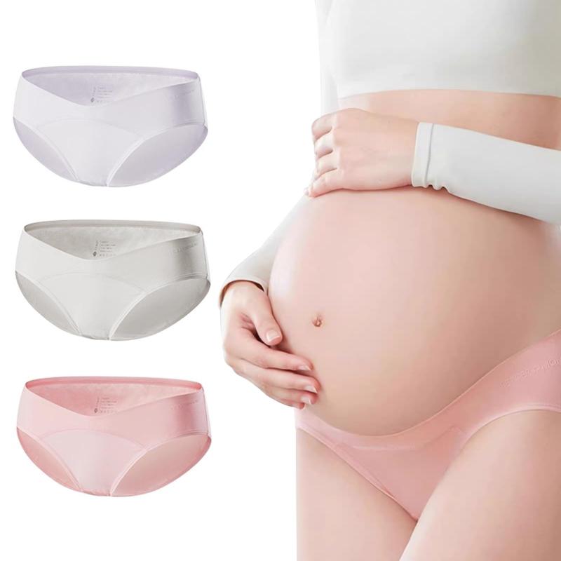 [SHUIII] マタニティショーツ 妊婦用ショーツ 【妊婦さん専用V字カット・延長クロッチ・3枚セット】 マタニティ ショーツ シームレス 産前産後対応 美尻設計 綿混 妊婦下着 高伸縮 締め付け