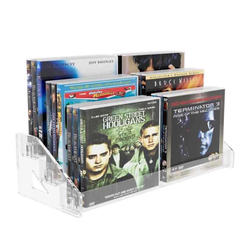 透明アクリル CD/DVD ディスプレイラック&amp;ビニールレコード収納スタンド CDホルダー カスケードCD収納ラック