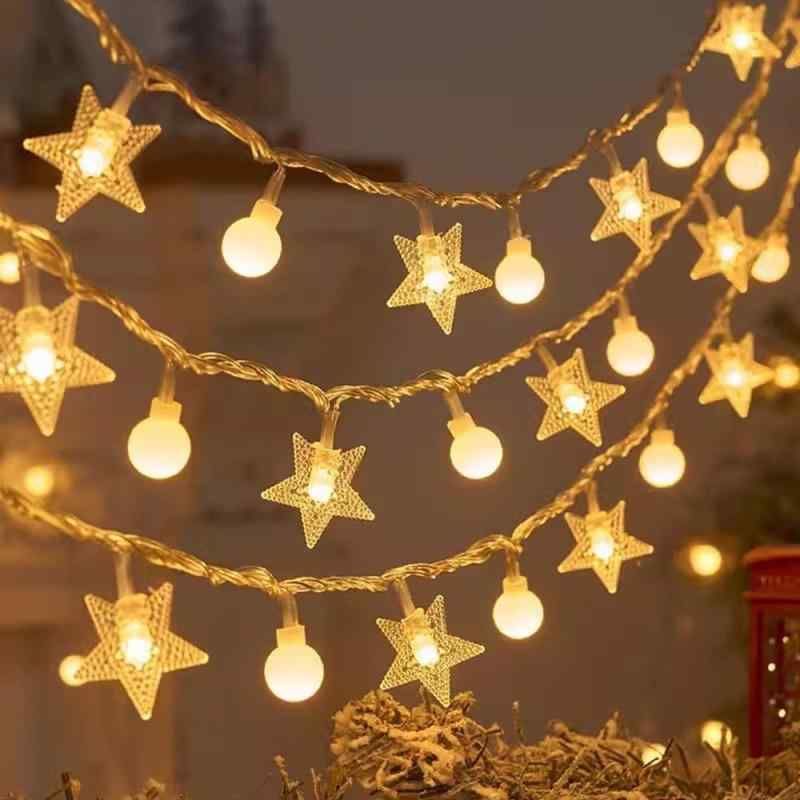 LEDイルミネーションライト クリスマス ライト led ツリー 電飾3M 20個 フェアリー電飾led 雰囲気灯（暖色 星+ホワイトボール） emuland-store-10728104 emuland パッケージ画像