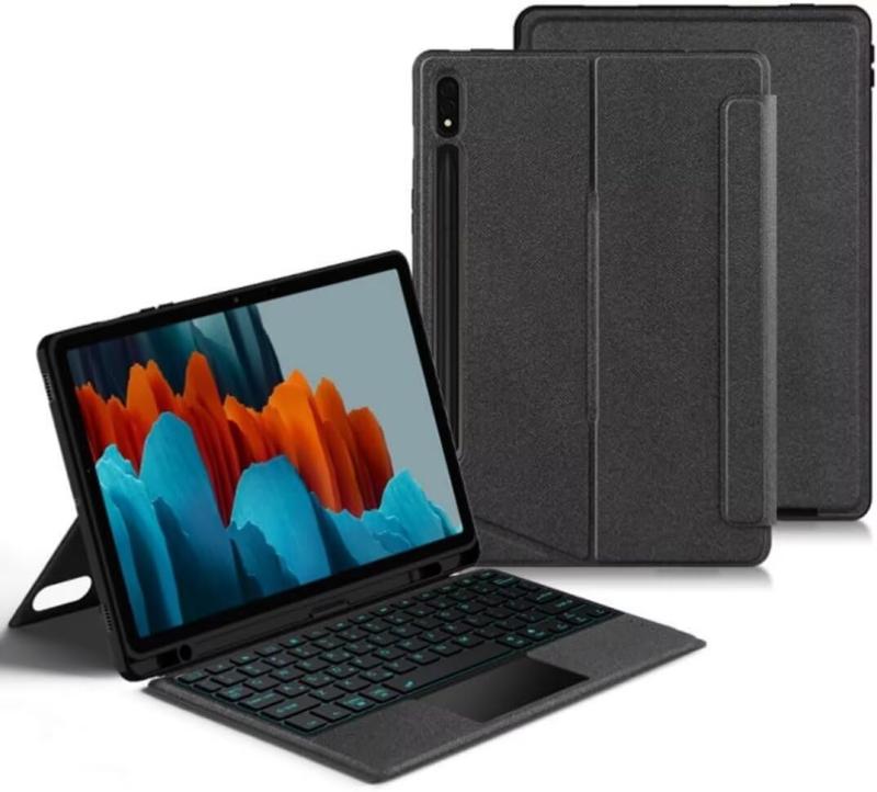 emulandの縦/横置き対応Tab S10+/Tab S9 FE+/Tab S9+ 12.4インチキーボード ケース タッチパッド バックライト付き マグネット式 ケース Tab S10+/Tab S9 FE+/Tab S9+ 12.4インチキーボードケース 角度を自｜アングル3