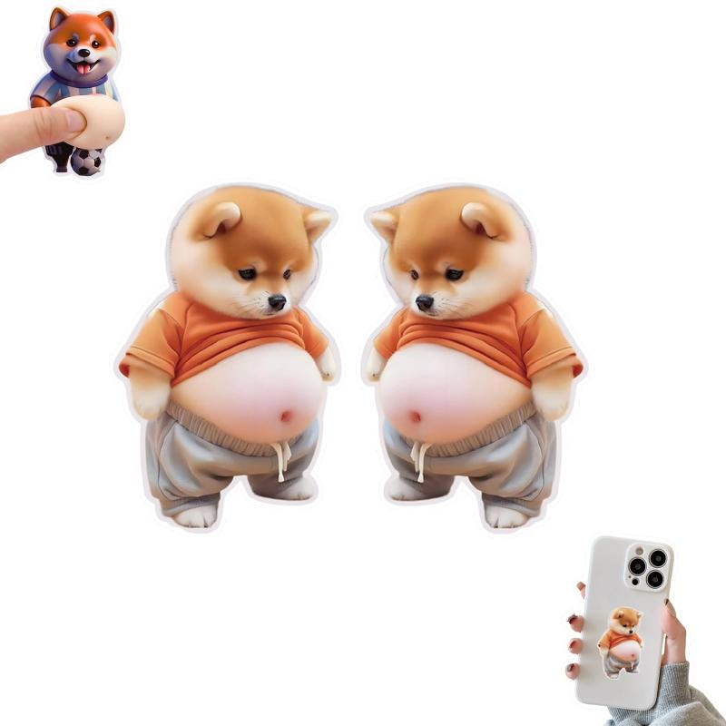 aninako デブ 犬 ぷにぷにシール 3D柔らかいお腹 柴犬 マシュマロシール もちもち スクイーズ ストレス解消 かわいい 3D マシュマロ ふわふわ もちもち ステッカー 手帳用 デコレーション 携帯 emuland-store-10876036 emuland サンプル画像2