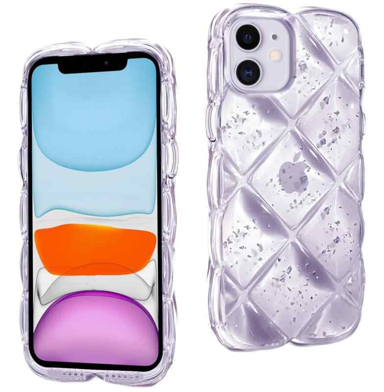 tuulaasii For iPhone 用 ケース クリア 軟性 薄型 TPU ストラップ穴あり キラキラ【対応機種】アイフォン 専用です。スピーカーとポートに対応した精確なカット加工と、押しやすいボタン設計により、機能性がしっかり保たれます。【ふっくらしたキルティング】 キルティングはふっくらしたフォルムで、凸凹した良い仕上がりとなっています。【落下防止・耐衝撃性】スマホの画面やカメラレンズの落下による損傷を保護するために、レンズやエッジよりも少し高いデザインを採用します。四隅には高耐震クッションを搭載しており、高い耐衝撃性です。全方位からしっかりと守ります。【透明感】高品質なTPUを使用、他の保護ケースよりも透明度が高く、スマホの崇高な美しさと原始的な美しさをファッショナブルな色彩で楽しむことができます。クリアケースの裏面に、家族やペットの写真、シールなどをいれて自分好みのアレンジできます。（ご注意：長時間の黄変防止には太陽の直射を避けることと乾燥の環境を保つことが必要です。）【サービス】弊店商品に関する問題がございましたら、いつでもお気軽にお問合せくださいませ。