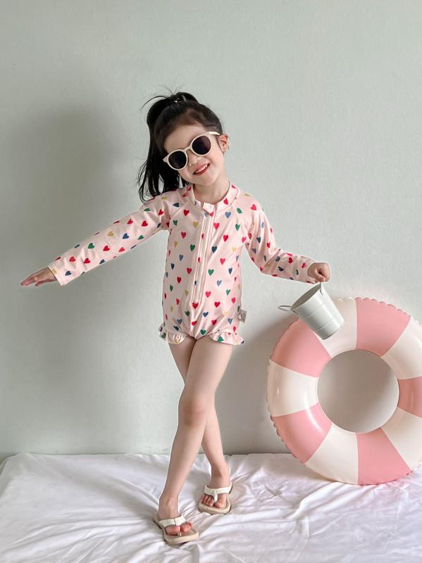 子供 水着 女の子 長袖 防晒 紫外線対策 ワンピース キッズ スイムウェア スイミング スクール 温泉 海 ビーチ リゾート プール 夏 かわいい スイムスーツ ジュニア 女児