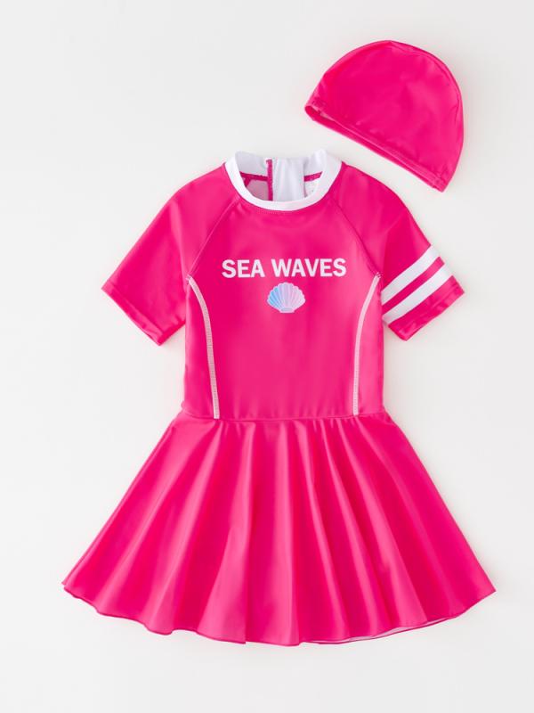 キッズ 水着 女の子 ワンピース オールインワン 半袖 スカートタイプ スクール プール ジュニア 子供 スイムウェア 紫外線対策 UVカット 撥水 速乾 温泉 海 ビーチ 旅行 レジャー かわいい おしゃれ 10代