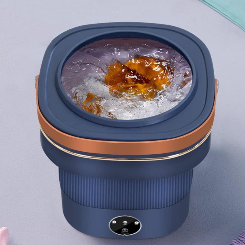 「折りたたみ時の高さは16cm」 IPO 8.5L折りたたみ洗濯機 青色光照射 5/10分洗濯・4分脱水 コンパクト ポータブル 小型 簡易 洗濯機 ベビー服 下着 タオル 一人暮らし 家庭用 オフィス 寮 アパー
