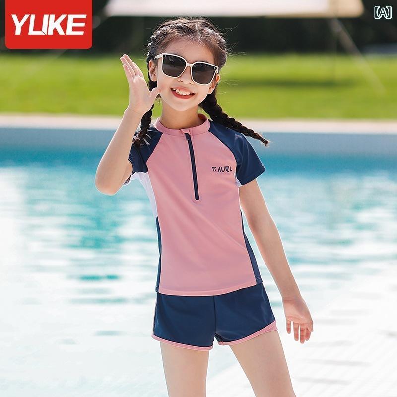子供 水着 女の子 セパレート 半袖 ラッシュガード UVカット 日焼け防止 幼稚園 小...